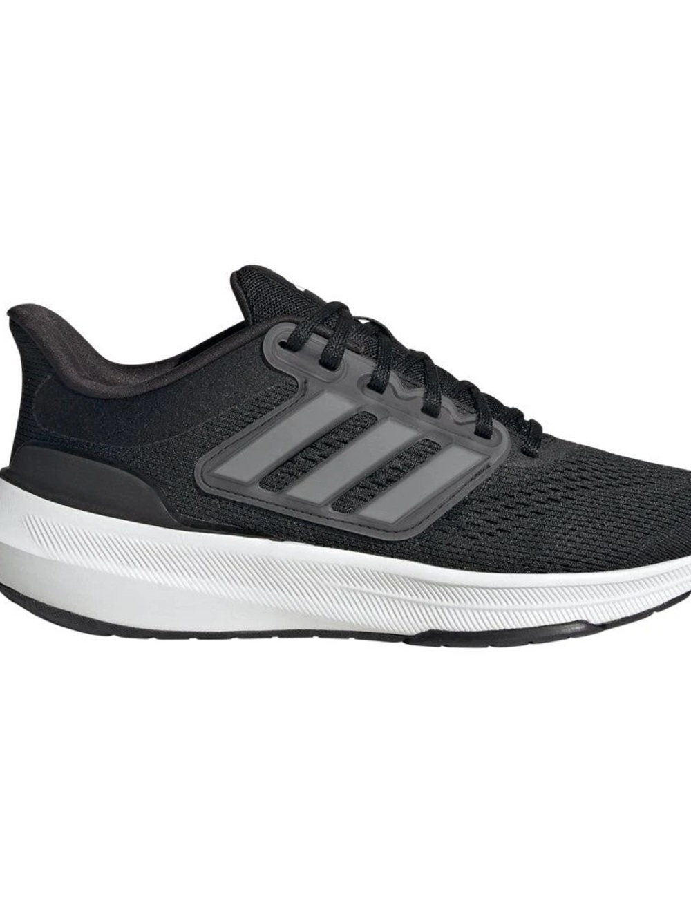 adidas Ultrabounce 8.5 Wide Women's Black Athletic Shoes with Gray Stripes